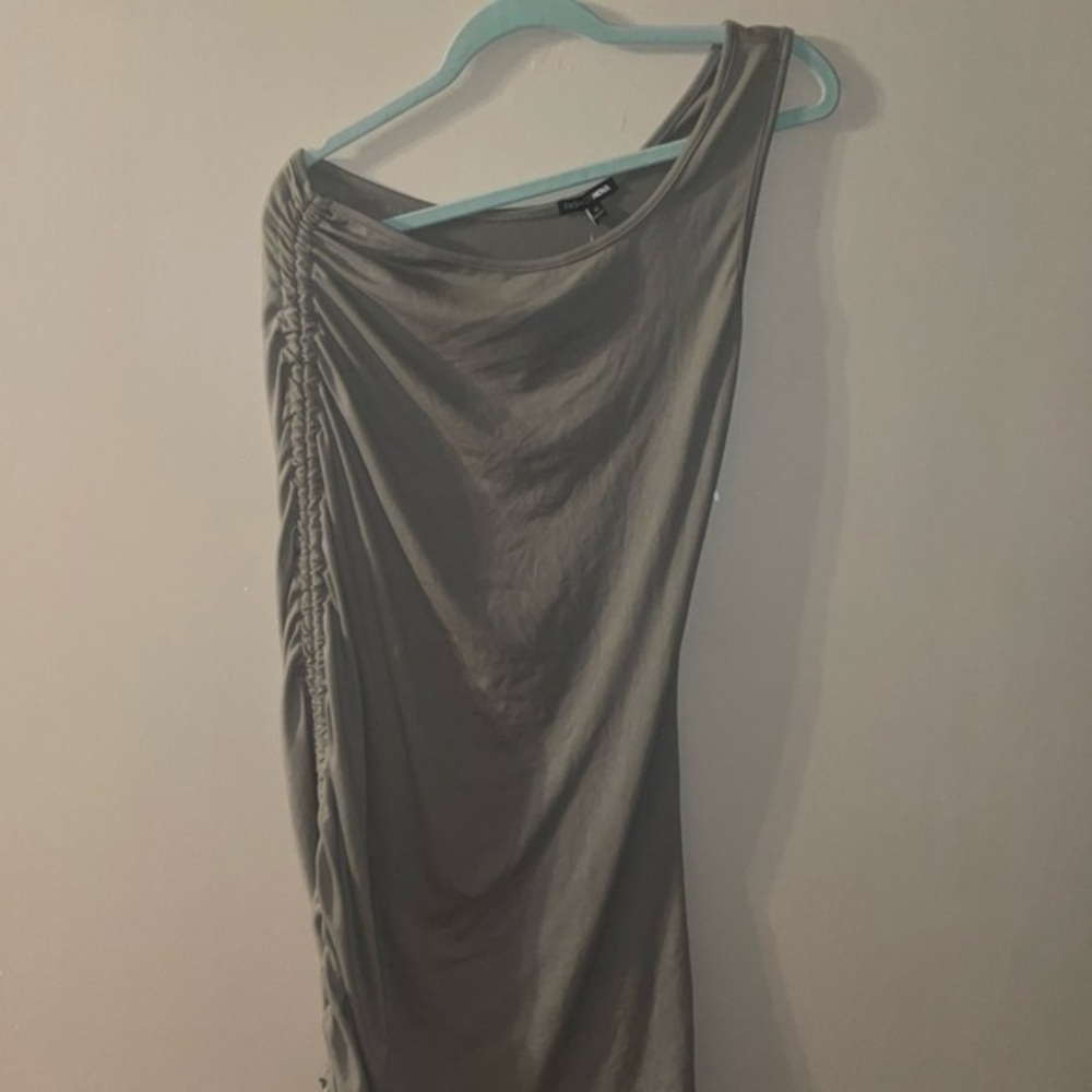 Fashion Nova One Shoulder Midi Dress Size 1X Women Plus Ruched Green